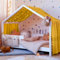 Vicloon Hausbett Himmel, Betthimmel Hausbett aus 100% Baumwolle Musselin Handmade, Stoffhimmel für Kinderbett Kinderzimmer, Betthimmel für Hausbett Deko Mädchen & Jungen, 135 x 360 cm, Kurkuma