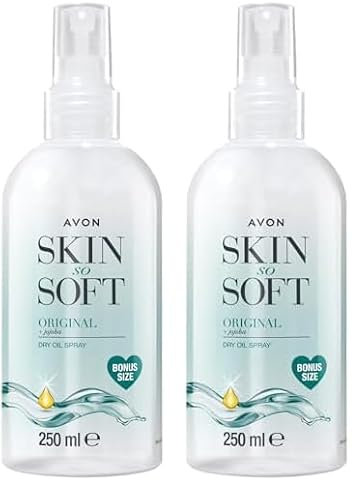 Avon Skin So Soft Dry Oil Spray 250ml | Locks in Moisture | Formulated with Jojoba Oil and Vitamin E | Quick Dry Formula | Cruelty Free (Pack of 2)