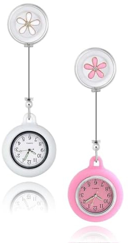 Montre d'infirmière personnalisée, 2 pièces, avec broche rétractable, montres de poche en silicone, montres de docteur résistantes à l'eau, pour infirmières et tout autre professionnel de la santé