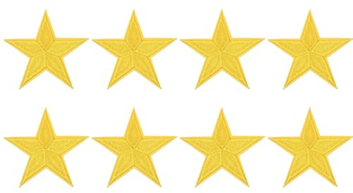 M METERXITY 8 Pack Star Iron on Patches, 3.2x3.2 Inch Cute Sew on Star Embroidered Patches Decorative Appliques for Clothing Repair/DIY Crafts/Jeans/Backpacks/Hat Decorations[Yellow]