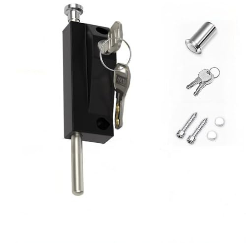Cerradura de seguridad de alta calidad para puertas correderas, diseño de metal negro, longitud 188 mm, cerradura auxiliar para puertas de vidrio, patios, diseño sin llave con herrajes cromados