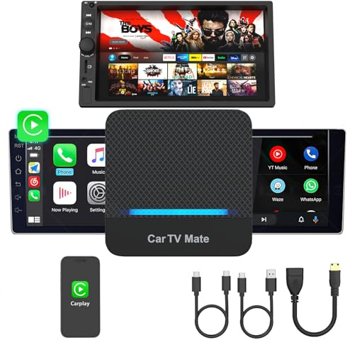 MTAKYA Car TV Mate Pro with Wireless CarPlay Adapter, Upgraded HDMI Multimedia Adapter for TV Stick Converter/Game Consoles/Set-Top Box/Screen Throwers, Magic Box Support Wired CarPlay Cars from 2017