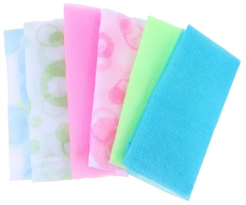 iplusmile 6 Stück pack Lange Doppelseitige Nylon Peeling Handtücher für Rückenreinigung Schnelltrocknend Strapazierfähig Badetücher für Damen und Herren