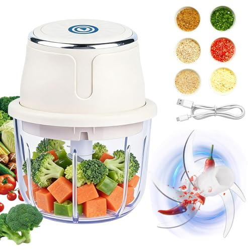 Electric Food Chopper, 350ml Capacity, Food Processor and Blender, USB Rechargeable, Portable Onion Chopper for Onions, Fruit, Nuts, Meat, and Garlic