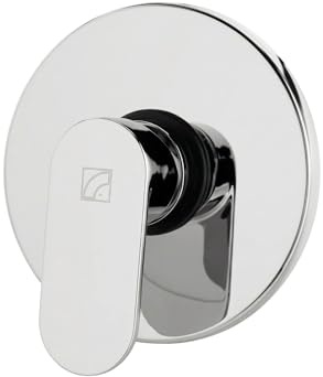 Miscelatore ad incasso per doccia monocomando | Colore argento | Completo di corpo incasso | Moderno | Acqua Calda e Fredda | Ottone Cromato |Kit Completo Installazione Facile