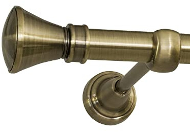 ROLLMAXXX Gardinenstange 200 cm 1-läufig Ø19 mm – Messing – Colosseo | Vorhangstange aus Metall Messing Design, Set inkl. Wandhalterungen & Endstücke, Alternative zur Gardinenschiene