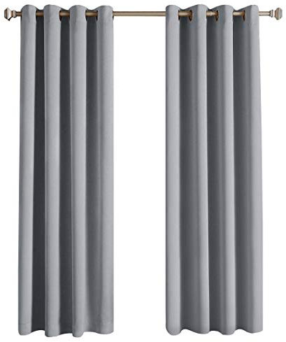 Rose Home Fashion Lot de 2 rideaux occultants à œillets pour chambre à coucher et salon Hauteur 225 cm Largeur 140 cm Gris clair