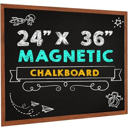 Magnetische Kreidetafel (61 x 91 cm) – große hängende gerahmte Wandkreidetafel mit Holzrahmen – rustikale 5 x 7,6 cm große schwarze Tafel zur Verwendung zu Hause, im Büro und Restaurant – inklusive