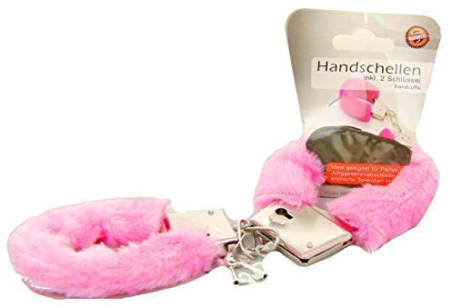 Plüsch Handschellen ROSA mit 2 Schlüssel Party Spiele sexy erotische Spiele Fesseln