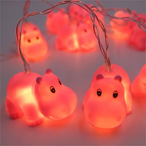 LEDs Lichterkette Cartoon Tiere Batteriebetrieben Deko für Garten, Bäume, Terrasse, Weihnachten, Hochzeiten, Innen und außen 150cm Nilpferd (Nilpferd)