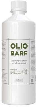 Olio per BARF | 1 litro | Integratore liquido per cani e gatti | Mix di Olio Vegetale e Olio di Pesce: Omega-3 ed Omega-6 per integrare al meglio la dieta a crudo o casalinga