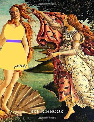 The birth of Venus Famous Italian Painter Sandro Botticelli Primavera Mysterious Woman Portrait sketchbook: Aphrodite Goddess of Beauty Premium Cover ... for Sketching Writing Drawing Doodling