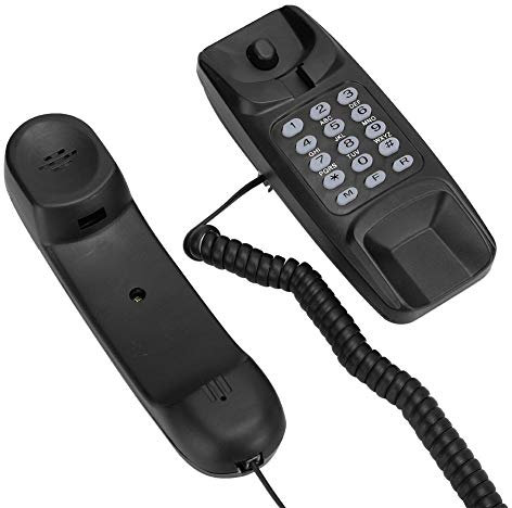 Téléphone Fixe, téléphonique Filaire Table et Mural Montage avec Fonction de Recomposition du dernier numéro pour la Maison, Le Bureau et l'hôtel(Noir)