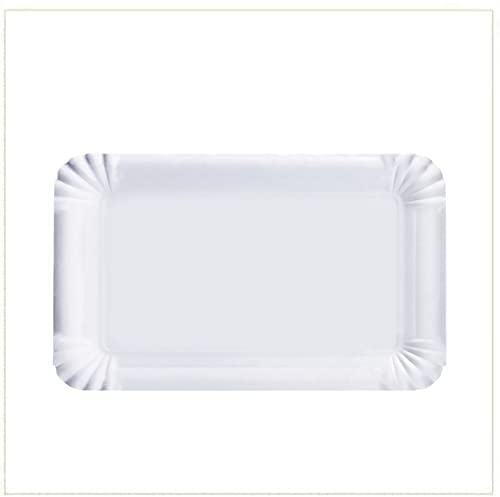 Vassoio di Cartone Bianco per Pasticceria - Pacco da kg. 10 (Circa 62pz) - Formato cm. 28x39 cm Mis. 7 - Vassoi rettangolari monouso Utilizzabili per servire Dolci, pasticcini, Torte