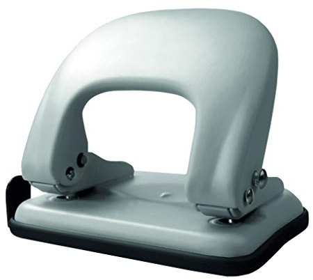 Metall-Locher Silber matt Bürolocher für 25 Blatt Anschlagschiene mit Formatvorgaben Papierlocher Puncher Lochdurchmesser 6 mm Lochabstand 8 cm für Zuhause Büro Schule und unterwegs
