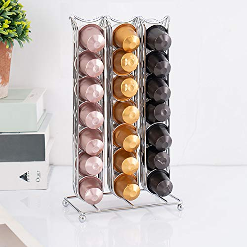 MOLEDA FV3C Kapselhalter für Nespresso Original 42 Kapseln Kaffeekapseln Aufbewahrung,Kaffee Organizer,Platzsparend Zubehör Kapselspender für Küchen Café Ruheraum (Silber)