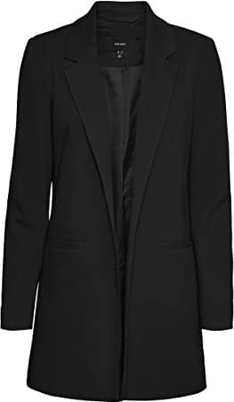 Vero Moda Vmverina LS Long Blazer, Blazer Donna, Nero, 44