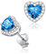 Boucle d'oreille Coeur Argent Clou d'oreilles Saphir Bleu Pierre de Naissance Décembre Bijoux Brillant Cadeau Femme