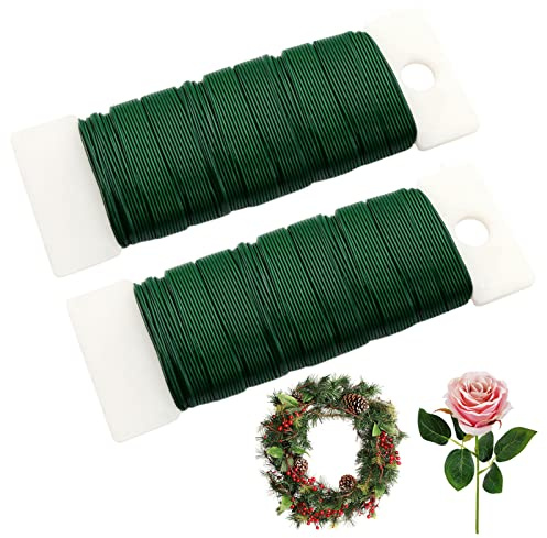 Anvin Floristendraht, 70 m, flexibler Paddeldraht, 22 Gauge, Blumendraht zum Basteln, für Weihnachtskränze, Baum, Girlande und Blumen-Arrangements (dunkelgrün), 2 Stück