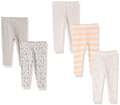 Amazon Essentials Unisex Baby Leggings, 5er-Pack, Carrots/Kaninchen/Rugby-Streifen/Streifen, 3-6 Monate