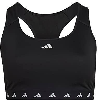 Adidas Womens Workout Bra - Medium Support Powerreact Training Medium-Support Techfit Bra (Plus Size), Black, HN7282, 2X