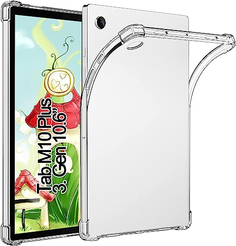 TPU Silikon Hülle für Lenovo Tab M10 Plus (3rd Gen) 10,6 Zoll 2022 (TB125/TB128), Verstärkt Ecken TPU Bumper Rückenschutzhülle, [Stoßfest] [Kratzfest], Transparent
