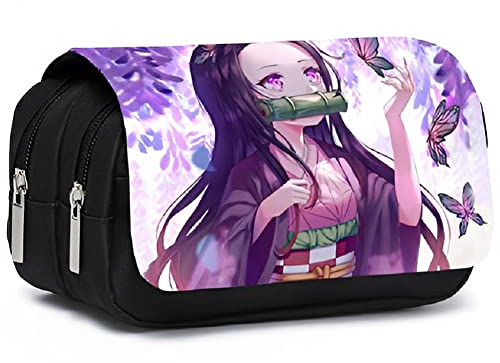 Babioms Anime Federmäppchen, Mäppchen Reißverschluss Tasche, Federtaschen Teenager Jungen, Etui Stifte 2 Fach, Große Kapazität Briefpapier Pouch Stifte Etui Mäppchen für Studenten Jungen Mädchen