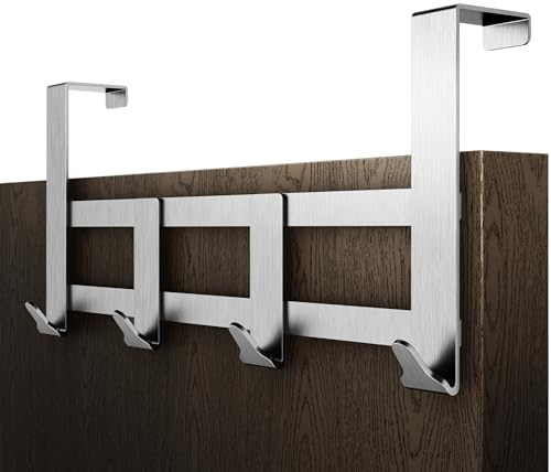 Menz Premium Türgarderobe - XXL Edelstahl Türhakenleiste zum Einhängen, universell verwendbare Türhaken - Hochwertige Türgarderobe zum Einhängen, extrem belastbare Kleiderhaken Tür