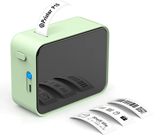 Pristar P15 Etikettiergerät Bluetooth Beschriftungsgerät Selbstklebend Wiederaufladbar Etikettendrucker, Labeldrucker für iOS&Android, Geeignet für Zuhause Schule Büro, Grün