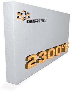 GIRtech Keramikfaser-Isolierplatte (58,4 x 30,5 x 5,1 cm), feuerfestes Isolierbrett für Holzöfen, Pizzaöfen, Schmieden, Öfen, Kamine – 1 Stück