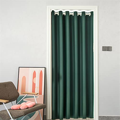 Heavyoff Verdunkelungsgardinen mit Ösen Thermovorhang Kälteschutz Türvorhang Wärmeisolierend Raumtrenner für Schlafzimmer Tür Schrank Kinderzimmer Dunkelgrün, 120x230cm