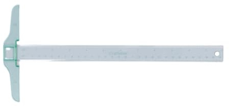 Craftelier - 30 cm (12) T-formige Lineal | Grundlegendes Werkzeug für Scrapbooking und BastelProjekte | Maße in Zentimetern und Zoll | Aus Kunststoff | Türkis Transparente Farbe