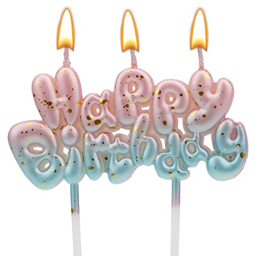 Farbverlaufs Zahlen Buchstaben Kerze, rosa-blaue Farbverlaufs-Geburtstagskerzen für Kuchen Ziffern Buchstaben Geburtstagskerzen Dekoration für Geburtstag Partys Hochzeit (Happy Birthday)