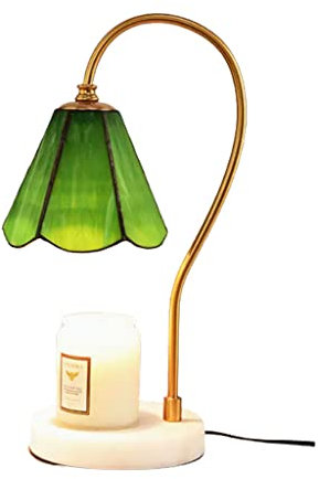 JITEM Candle Warmer Lamp Stained glass melting wax lamp marble aromatherapy lamp bedroom bedside table lamp melting candle lamp fragrance night light for Jar Candle Melting Lamp
