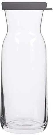 LAV 1x Grey Lid 700ml Fonte Glass Carafe - Water Wine Juice Fridge Storage Pitcher Jug Set | Bedside Laundry Dispenser Bottle Jar