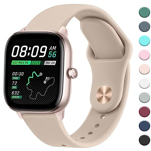 Oumida Armband für Amazfit Bip 3 Pro/Bip/Bip 3/Bip U Pro, 20mm Neues Silikon Armbänder, Verstellbares Sport Ersatzband für Amazfit GTS 2 Mini/GTS/GTS 3/GTS 4/GTS 4 Mini Damen Herren, Milchtee Farbe