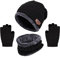 Kinder Wintermütze Schal Handschuhe, Warme Winter Strickmütze Bommel Beanie Weich Dicken Fleece Futter Schlauchschal Winterhandschuhe Hut 3 Stück Set für Mädchen Jungen Kleinkind 3-8 Jahre Schwarz
