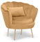 Elegant Scalloped Velvet Shell Chair with Gold Feet - Cosy Small Armchair, Occasional Chair for Bedroom, Accent Chairs for Living Room, Arm Chairs for Living Room - Gold DAISY