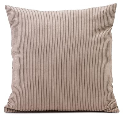 Gözze - Kissen Capri, Dekokissen in Feincord-Optik, Weiches Sofakissen mit Füllung, 100% Polyester, 60 x 60 cm - Taupe