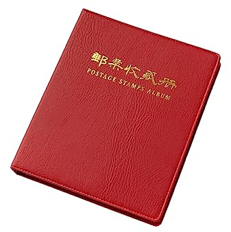 kawehiop Leder Briefmarken Album Münzen Sammelbuch Foto Schutz Notiz Aufbewahrung Bücher Blanko Papiergeld Alben 9 Löcher, Rot