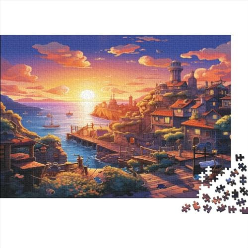 Seaside Town Ungelöstes 3D-Puzzle Mit 1000 Teilen Für Erwachsene Und Jugendliche Ab 12 Jahren 1000pcs (75x50cm)