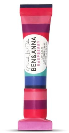 Ben & Anna - Vegane Lippenpflege für trockene Lippen mit Himbeer-Geschmack - Nachhaltig verpackt - Zertifizierte Naturkosmetik - Ohne Plastikverpackung - 1er Pack (6g, Himbeere)