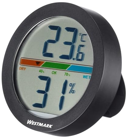 Westmark Thermometer + Hygrometer – Für Präzise Messung von Feuchtigkeit und Temperatur in Innenräumen, ideal für Weinkeller, Gewächshaus und Kühlschrank – Kunststoff, LED-Display