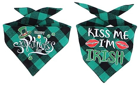 YARNOW 2stücke Pet Triangle Plaid Scarf Für Hunde Halstuch Für Festival Für Patrick's Day Süßes Hundeaccessoire Feierlichkeit