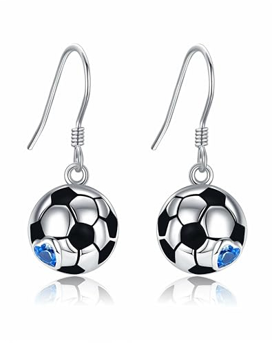 Fußball Ohrringe Sterling Silber Fußball Fußball Dangle Ohrringe Schmuck Geschenke für Frauen Teen Mädchen Mutter Freunde Freundin