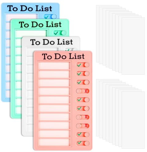 Lot de 4 tableaux de liste de choses à faire, tableau de liste de contrôle, tableau de comportement amovible et réutilisable avec 40 feuilles vierges pour adultes et bureau