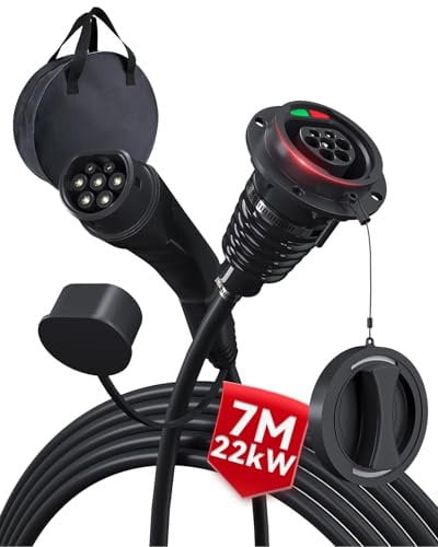 MCEVKELN Type 2 Extension Cord 7M-22kW Type 2 EV Charging Cable 32A - Electric Vehicle Extension Cable Type 2 to Type 2| 3 Phase | 7Meter EV Charger Compatible with Tesla/BYD/MG/BMW