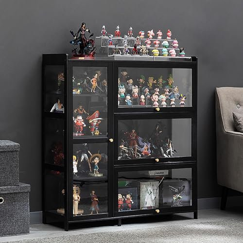 REBOTZ Glasvitrine, Acrylvitrine, Vitrinen für Sammlerstücke, 70/100/130cm,Aufbewahrungsschrank mit Türen, Klapptür-Design für Bequeme Aufbewahrung, versiegelt und staubdicht(100x33x111CM)
