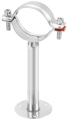 sourcing map Pipe Support, Stainless Steel Pipe Support Bracket, Adjustable Pipe Strap Clamp with Screws for Dia 63mm Pipe Tube