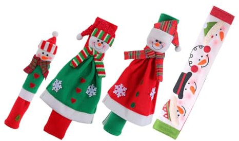 Beatifufu Warm Christmas Snowman Refrigerator Handle Covers 4 Pack Kitchen Handle Covers Xmas Kitchen Decor